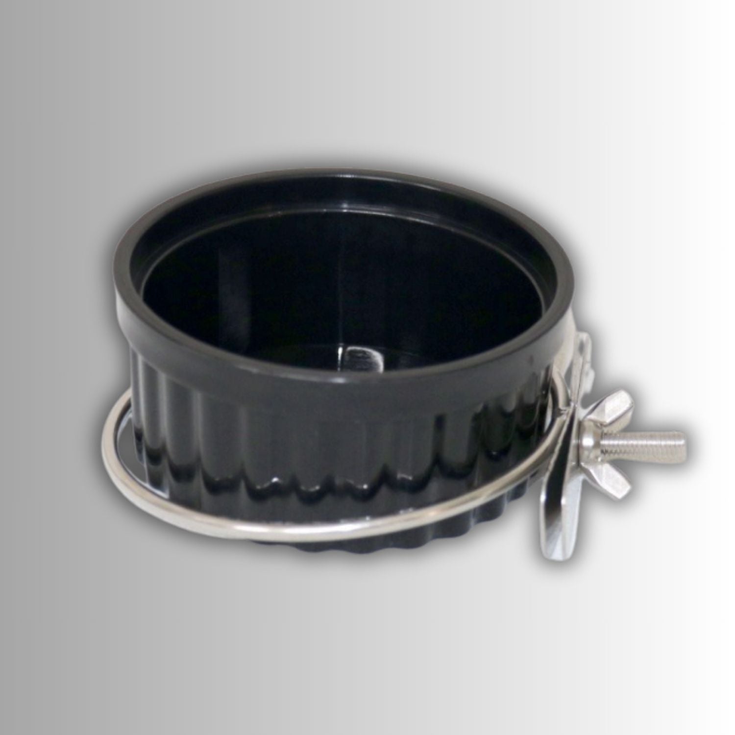 vogelvoeder set zwarte ronde voederbak met beugel